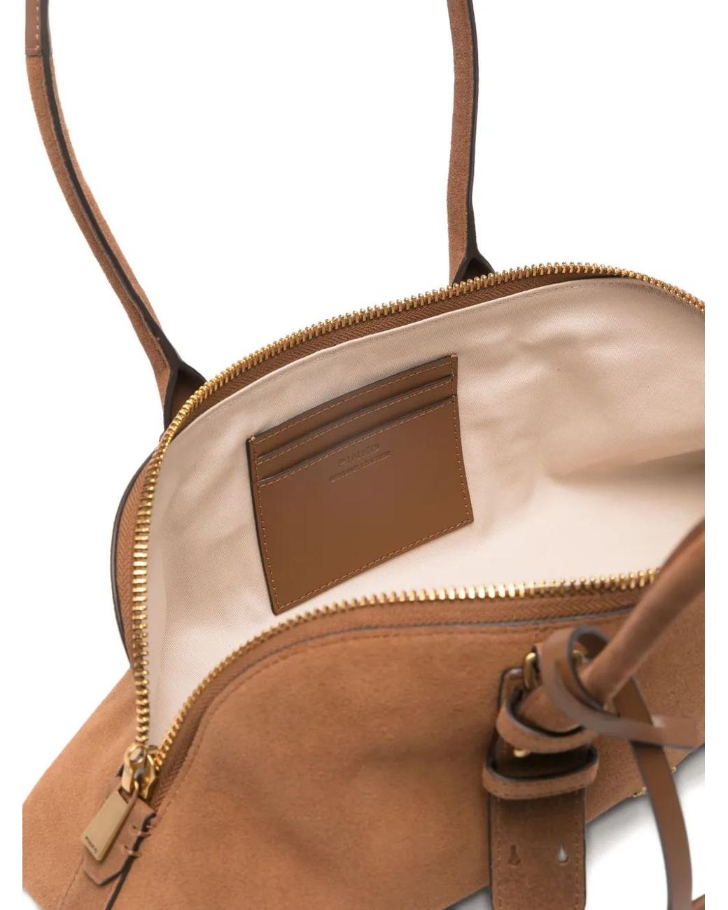 Pinko Brown Padlock Suede Tote Bag