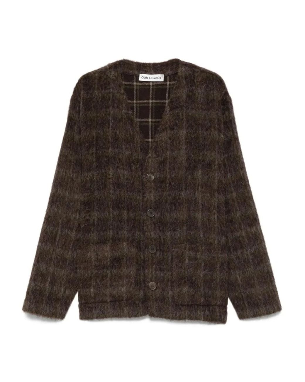 Our Legacy Brown Checked Cardigan for men