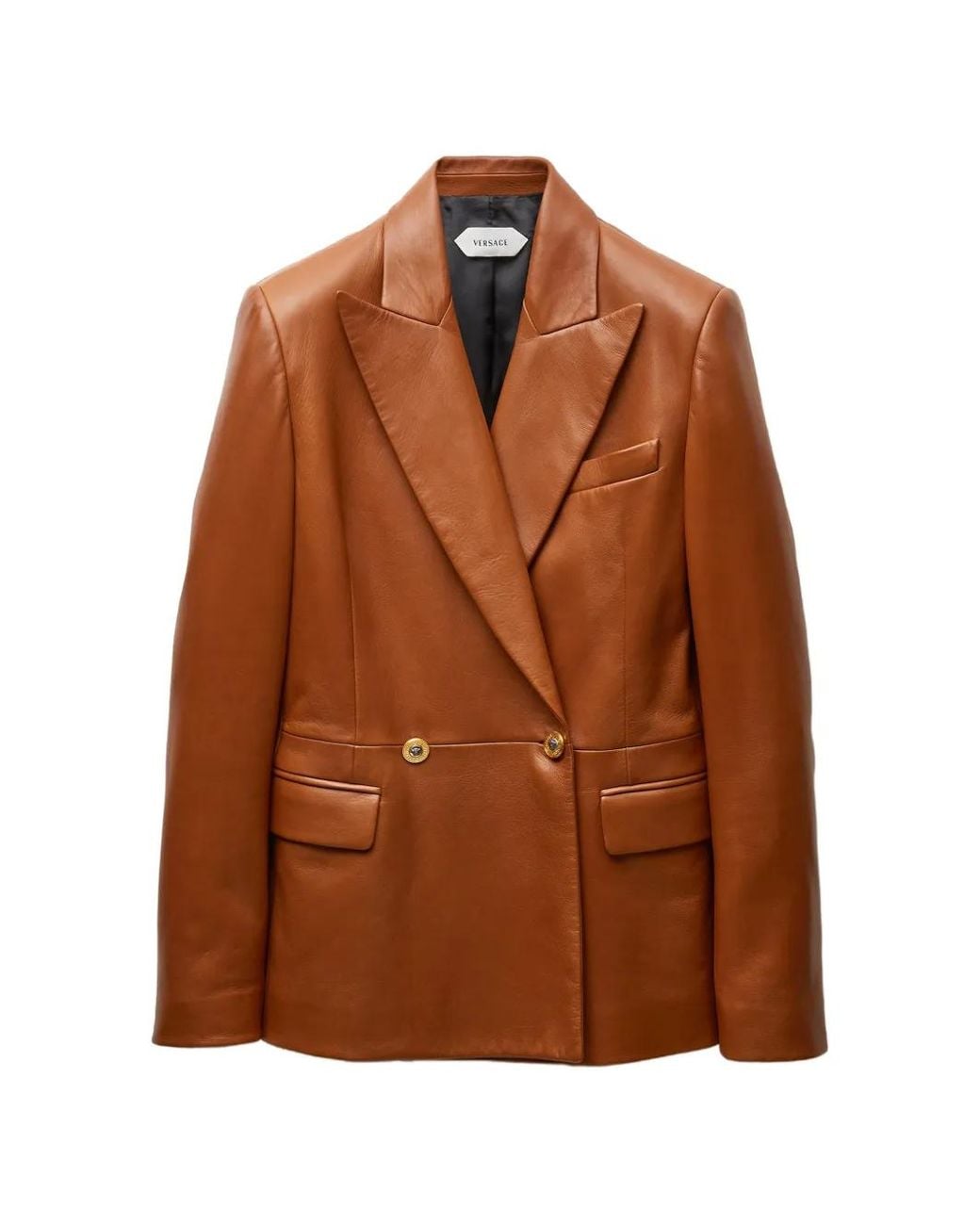 Blazer De Piel De Napa Versace de color Brown
