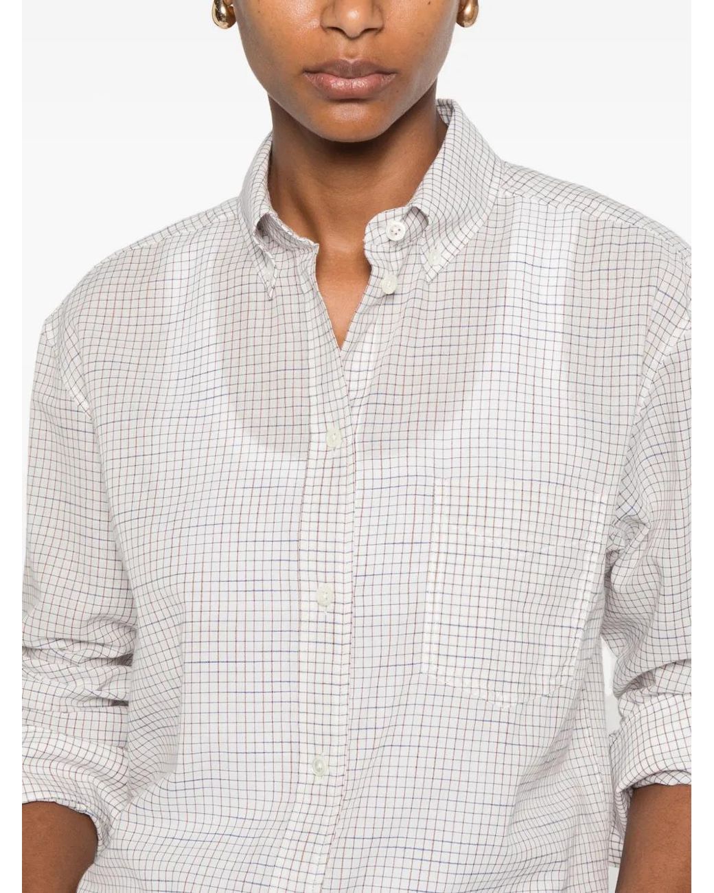 The Row White Dalan Check-pattern Long-sleeve Shirt