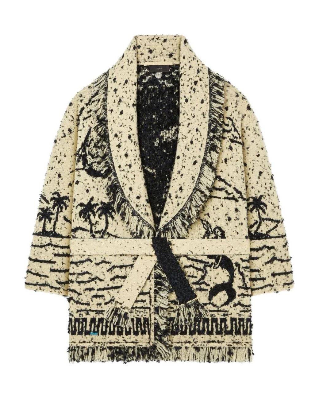 Alanui Metallic Ocean Whispers Fringed Graphic-Pattern Cardigan