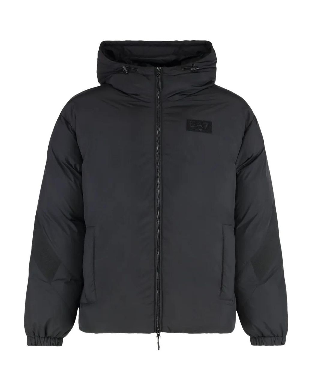 EA7 Black Hooded Padded Jacket for men
