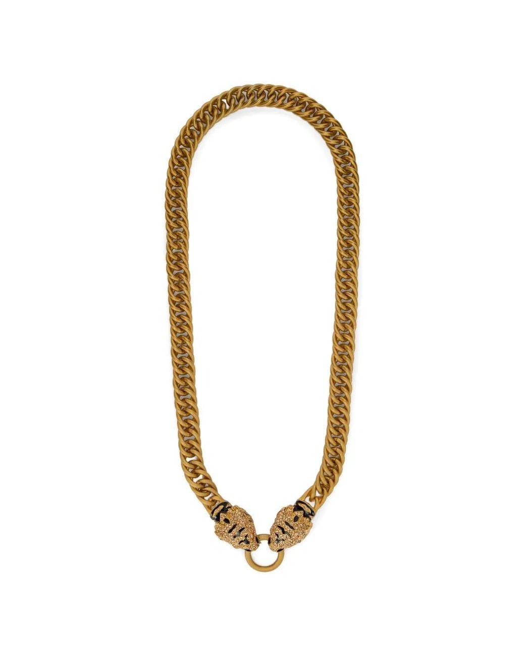 Roberto Cavalli Metallic Roar Tiger-Head Chain Necklace