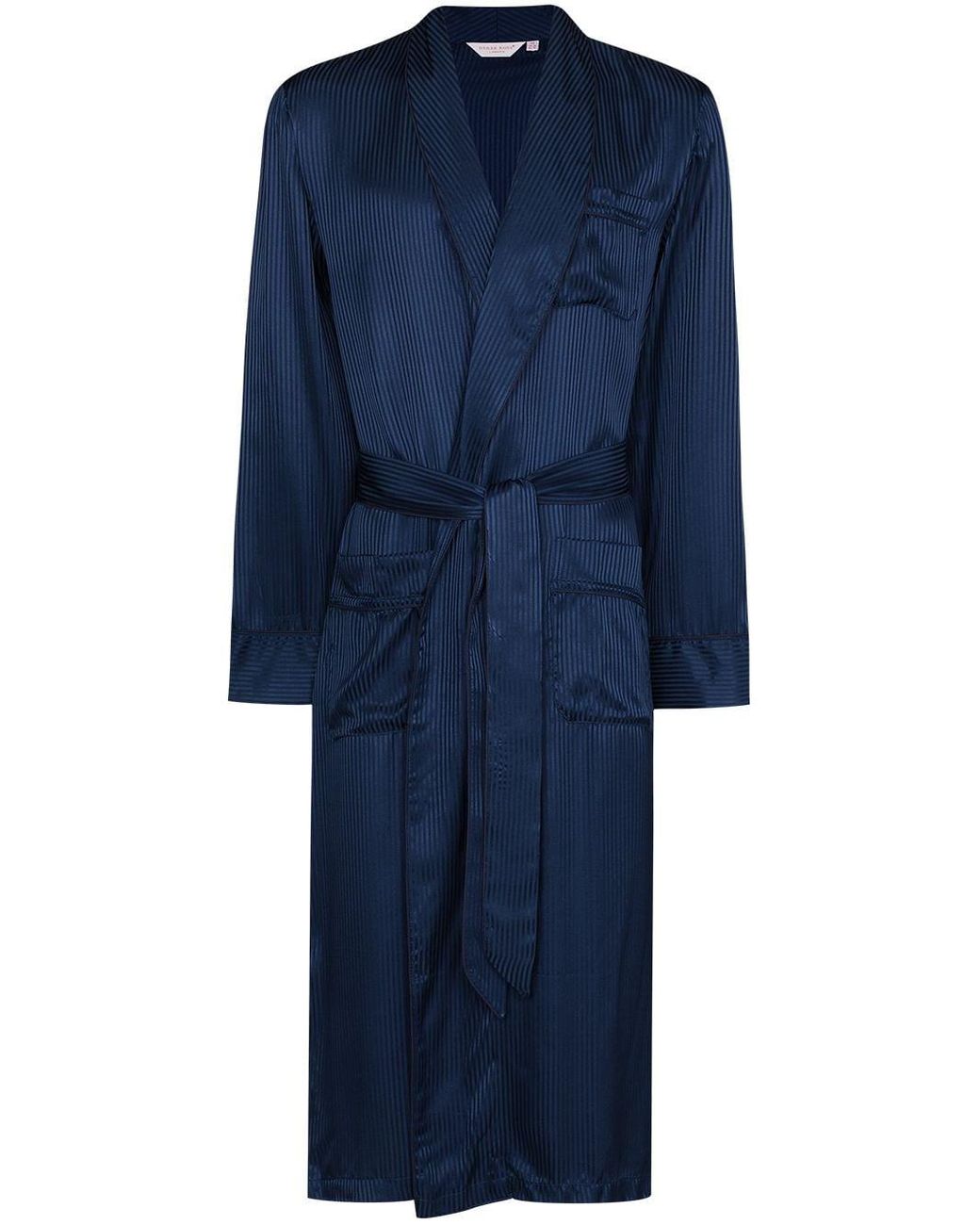 Derek Rose Tonal Pinstripe Silk Robe in Blue for Men - Lyst