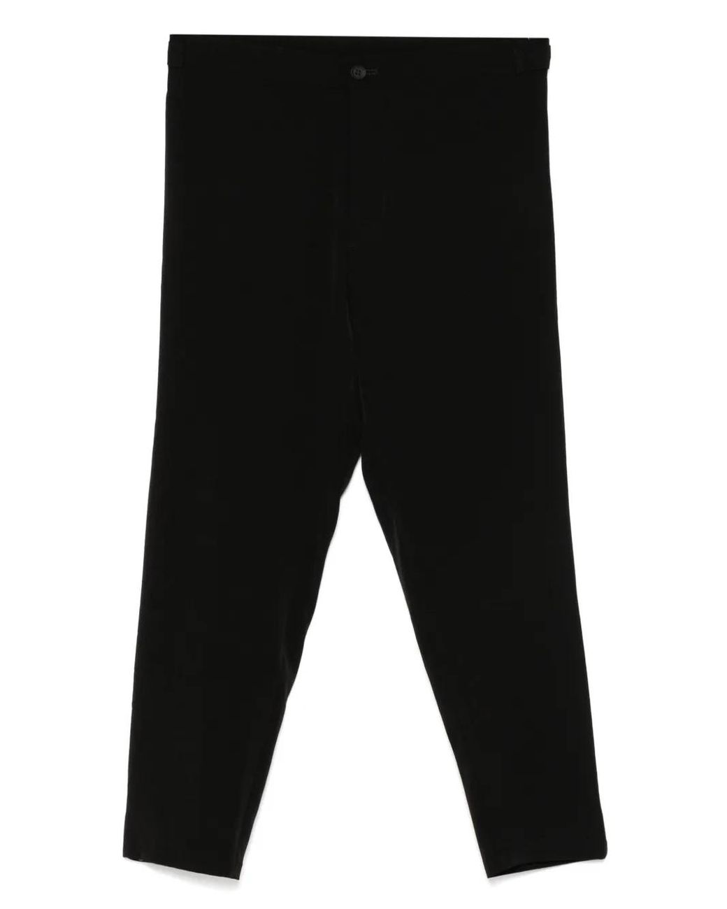 Yohji Yamamoto Black Crepe-De-Chine Tapered Trousers