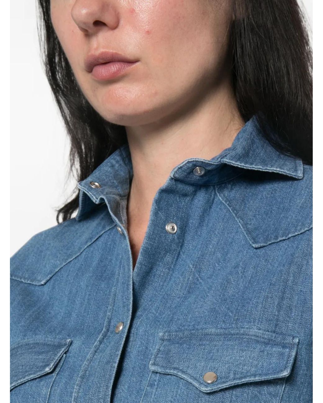 Mazzarelli Blue Western-Style Denim Shirt