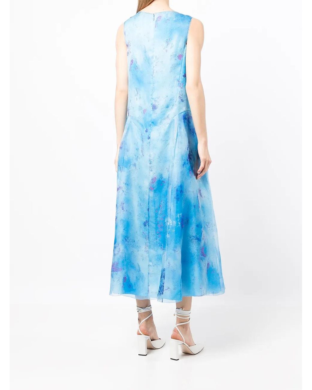 Shiatzy Chen Blue Printed Silk Dress