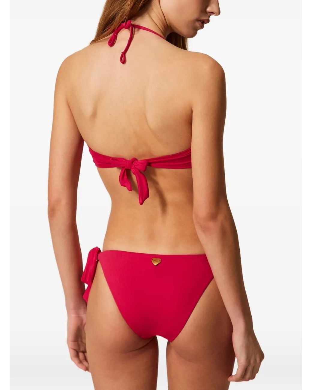 Twinset Pink Bikini Thong With Logo