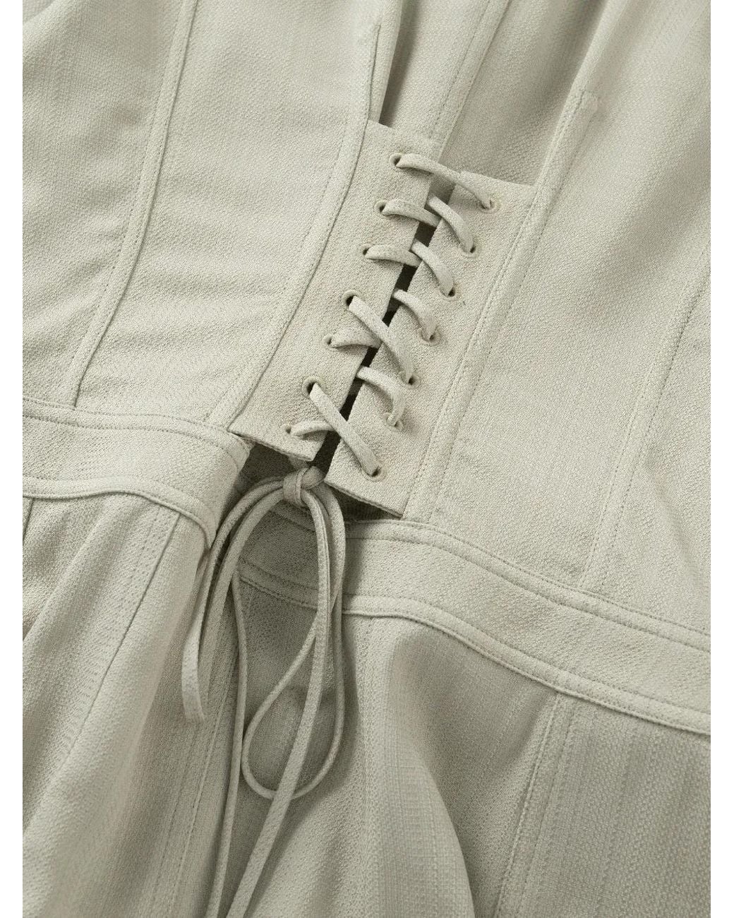 Shanghai Tang White Frog-Fastening Lace-Up Jacket