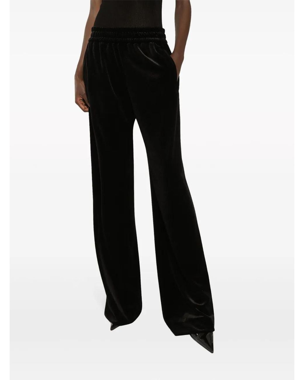 Dolce & Gabbana Black Velvet Elasticated Trousers