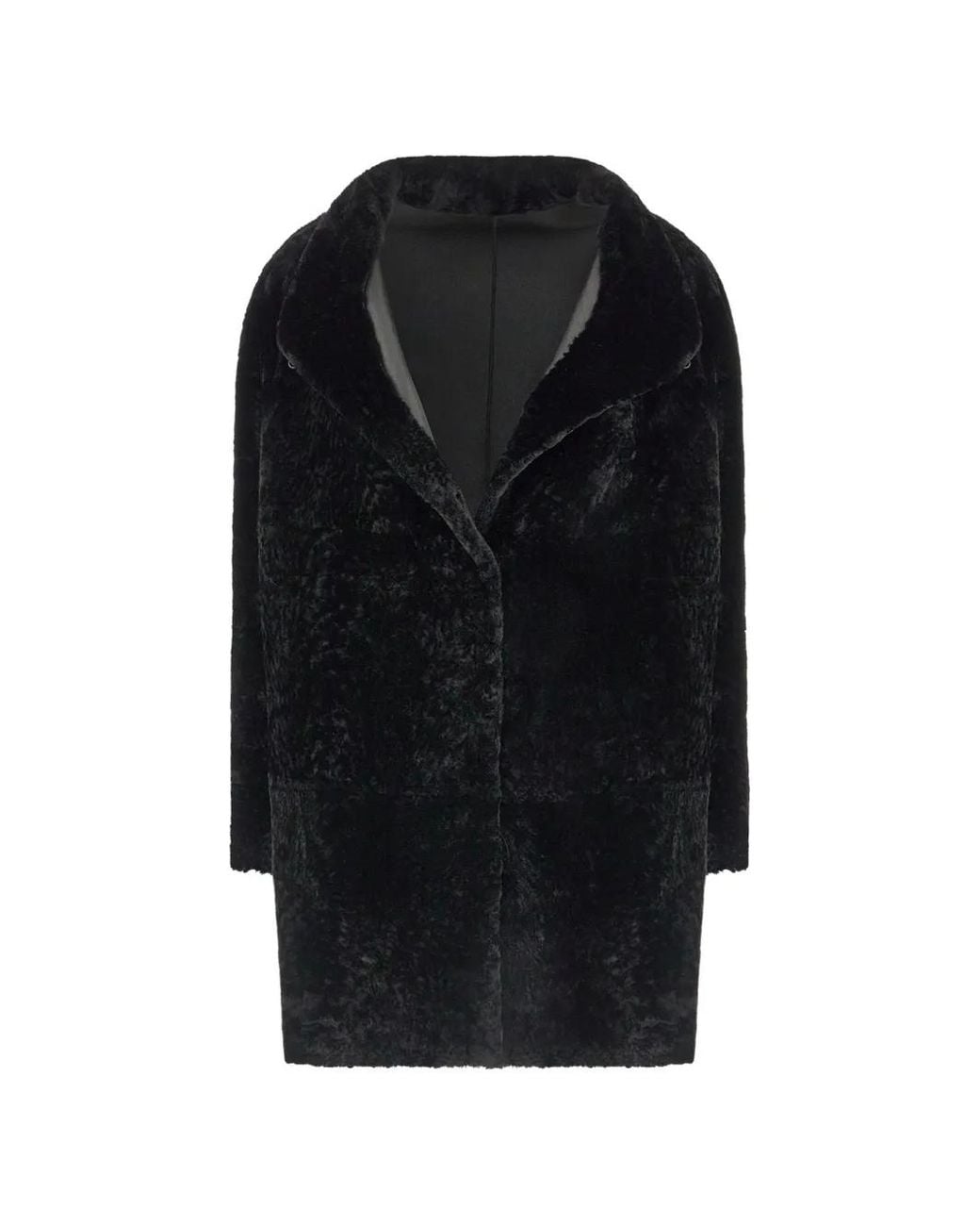 DROMe Black Shearling Notch-Lapel Jacket