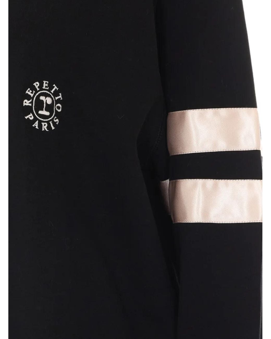 Repetto Black Sweat Rayé À Logo Brodé