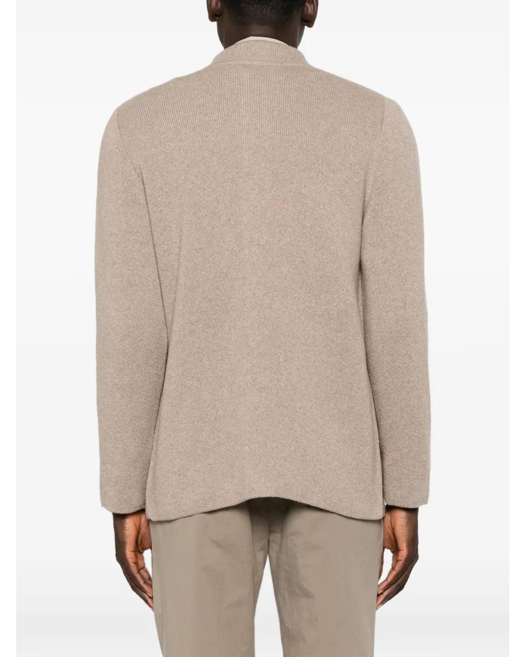 Lardini Natural Mandarin-Collar Button-Up Jacket for men