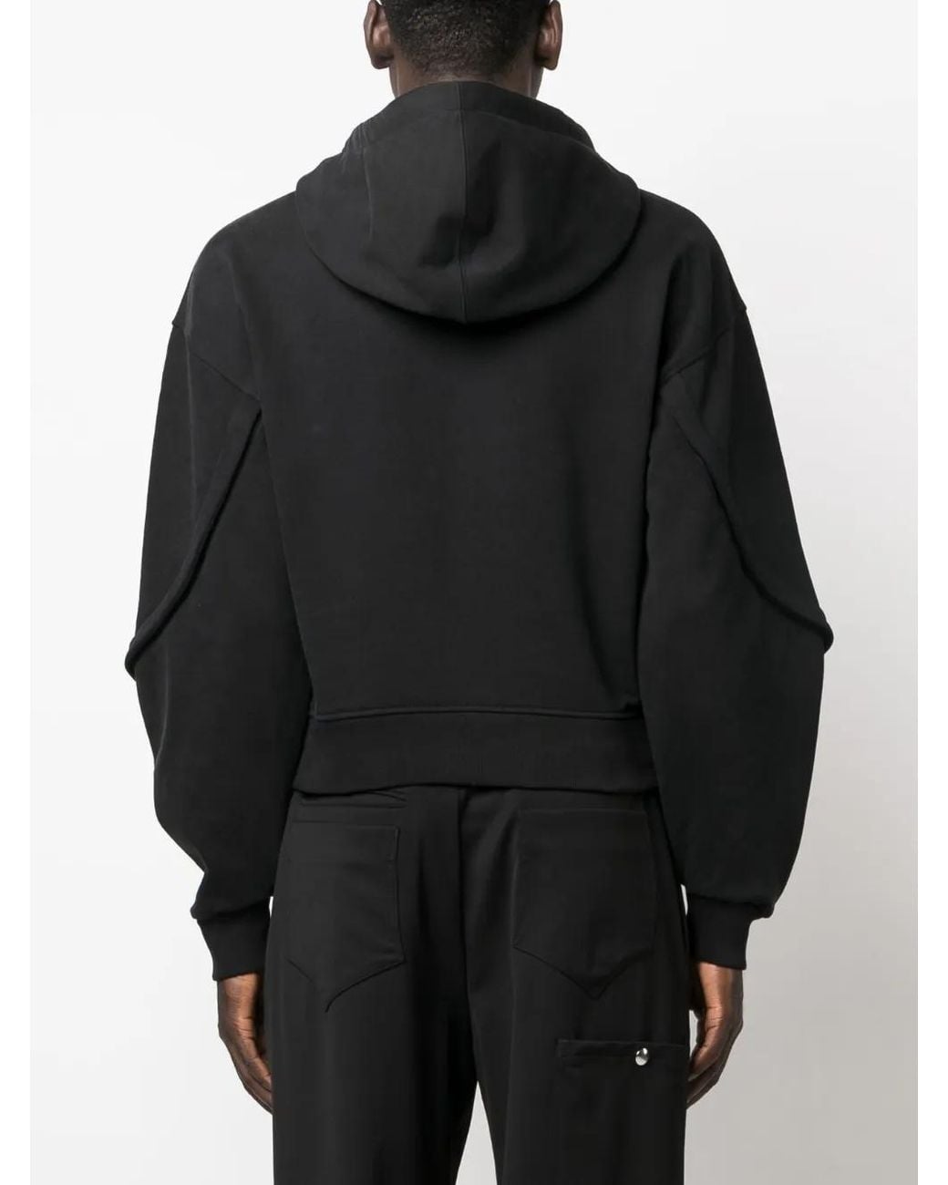 Mugler Black Balloon Sleeves Drawstring Hoodie