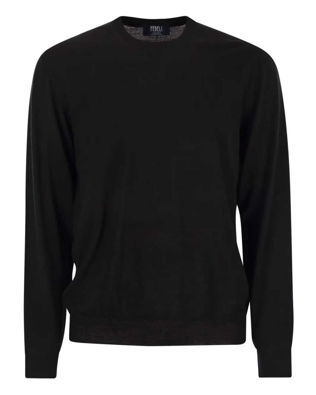 Fedeli Black Argentina Crew-Neck Sweater for men