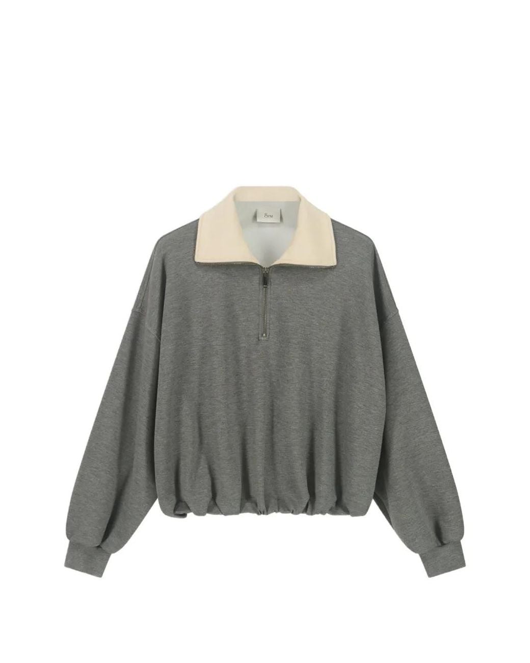 8pm Gray Half-Zip Elasticated-Hem Sweatshirt