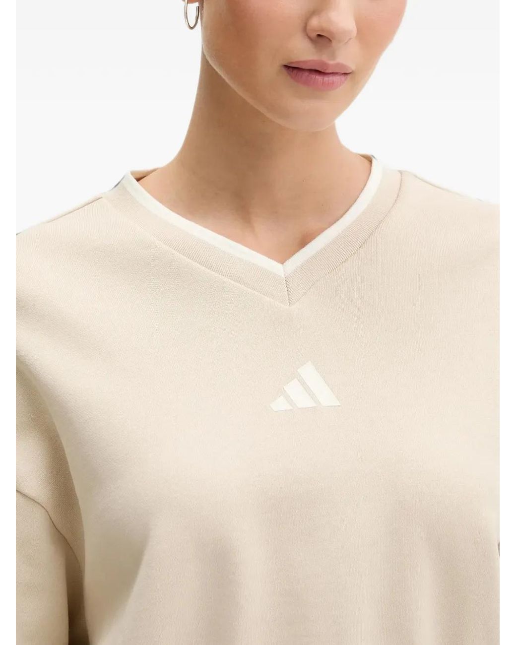 Adidas White Stadium Crew Logo-Print Sweatshirt