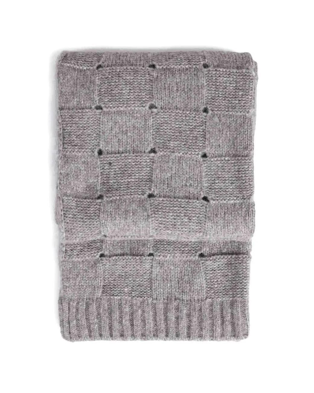 ELY ELY Gray Checkered Textured-Knit Scarf