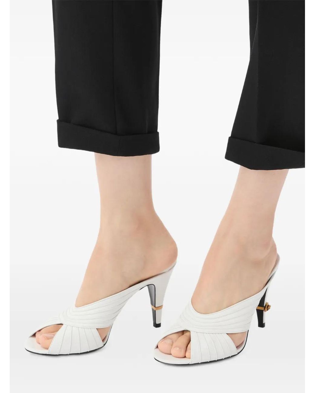 Versace White Gianni Nappa Mules 90 Mm