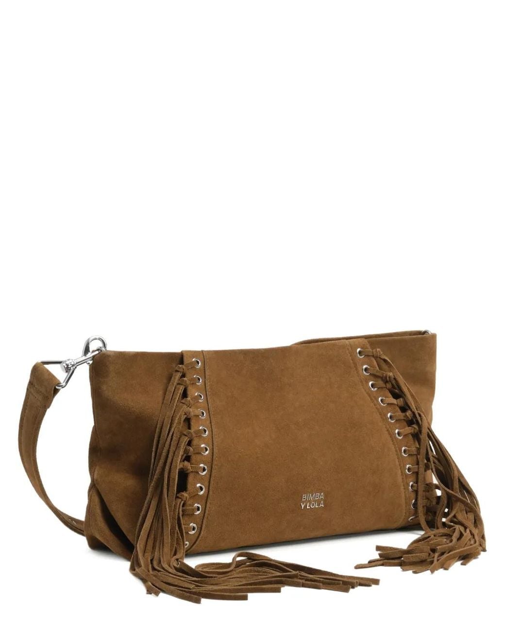 Bimba Y Lola Brown Large Fringe Croute Clutch