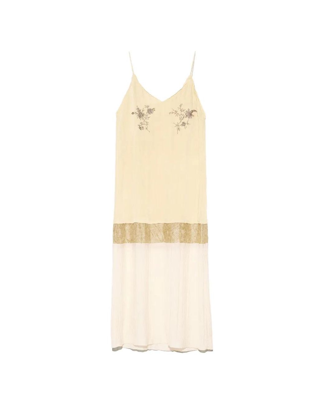 Bimba Y Lola White Ocher Straight Midi-Dress With Stones