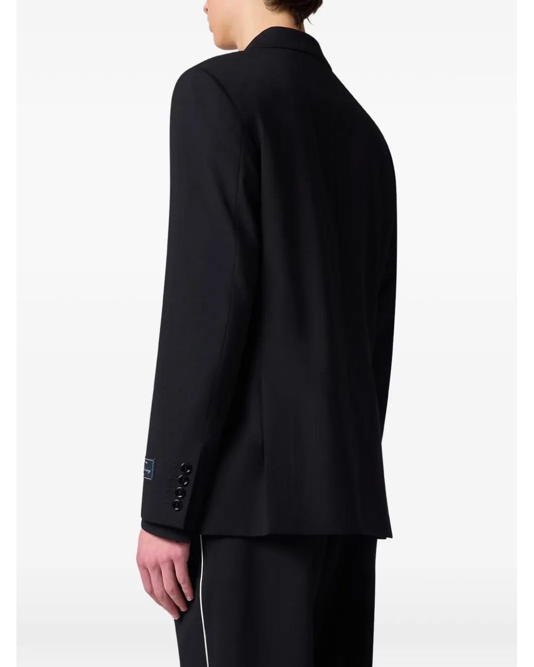 MSGM Blue Logo-Patch Double-Breasted Jacket for men