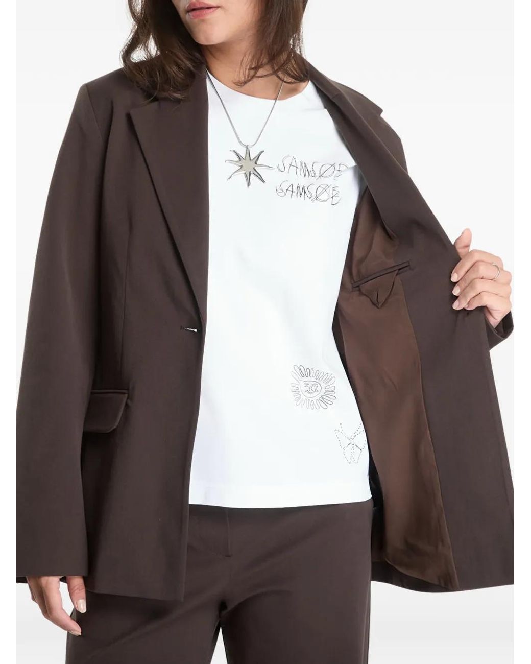 Samsøe & Samsøe Brown Saheaven Single-Breasted Blazer