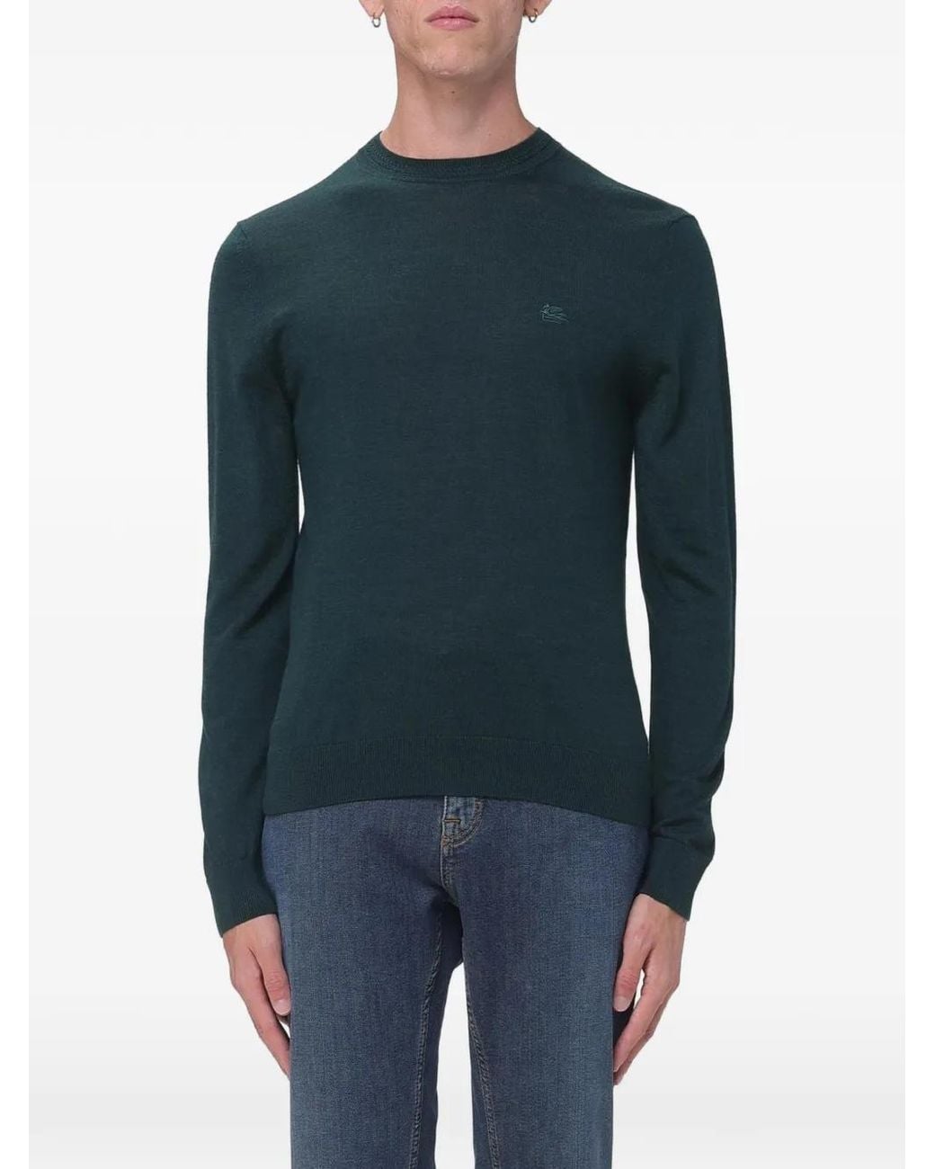 Etro Blue Embroidered Logo Sweater for men