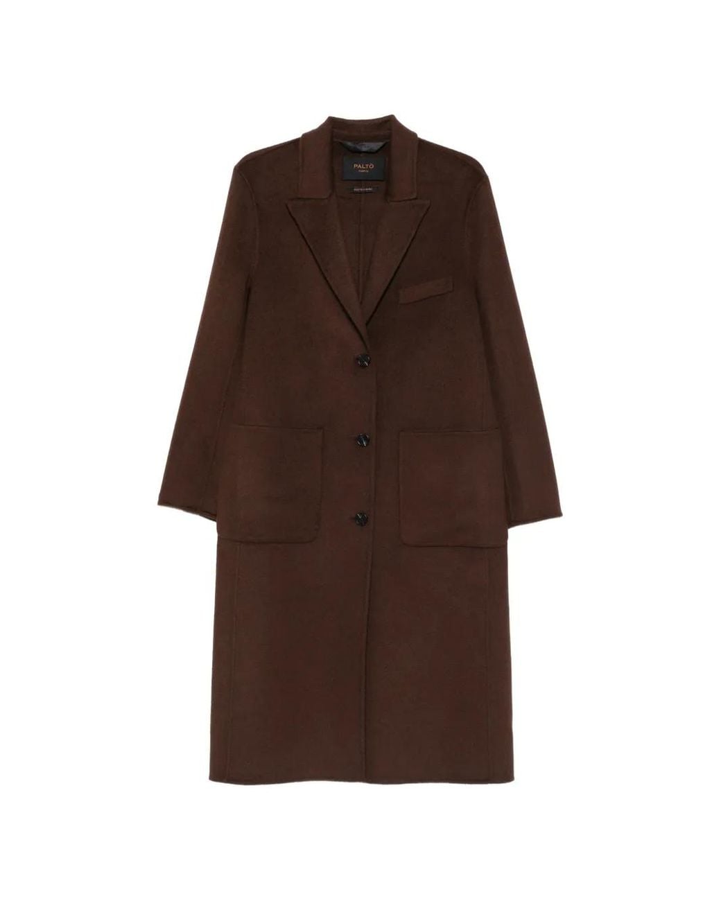 Paltò Brown Single-Breasted Wool Coat