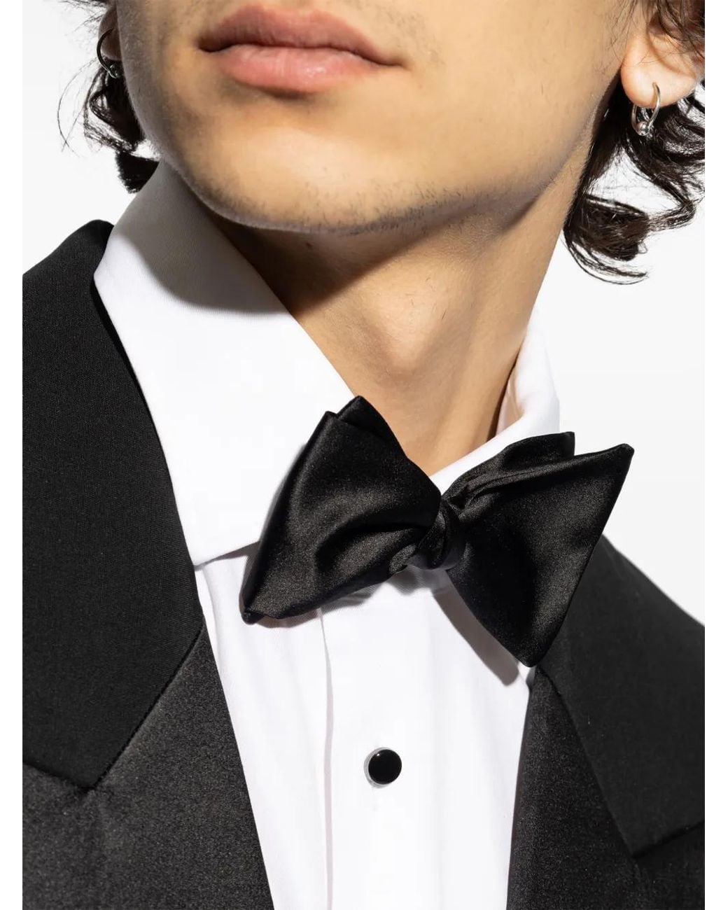 Giorgio Armani Black Adjustable-Fit Silk Bow Tie for men