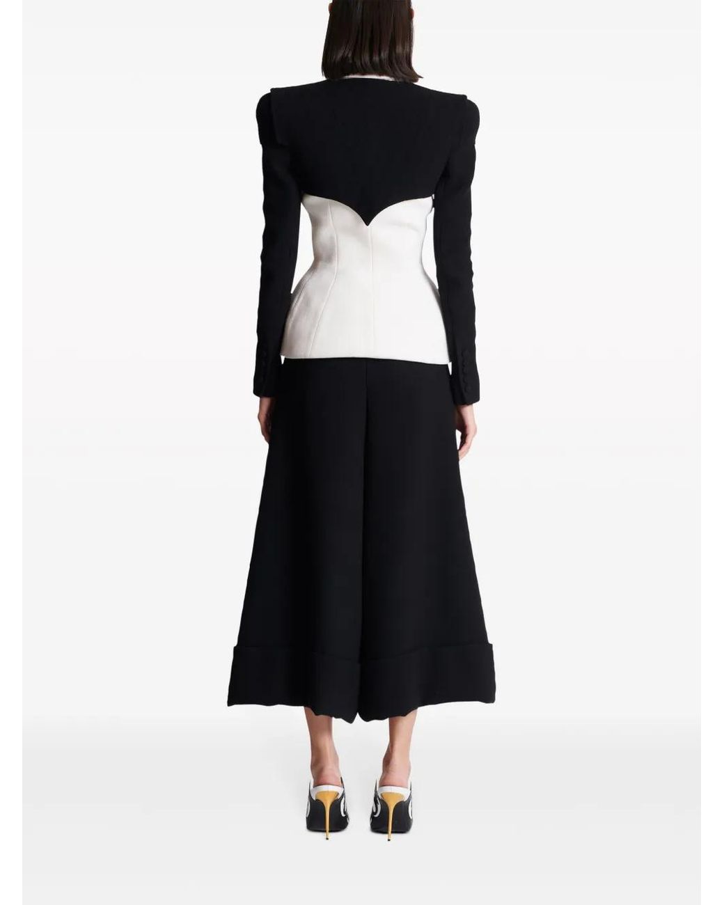 Balmain Black 4-Button Two-Tone Crepe Blazer