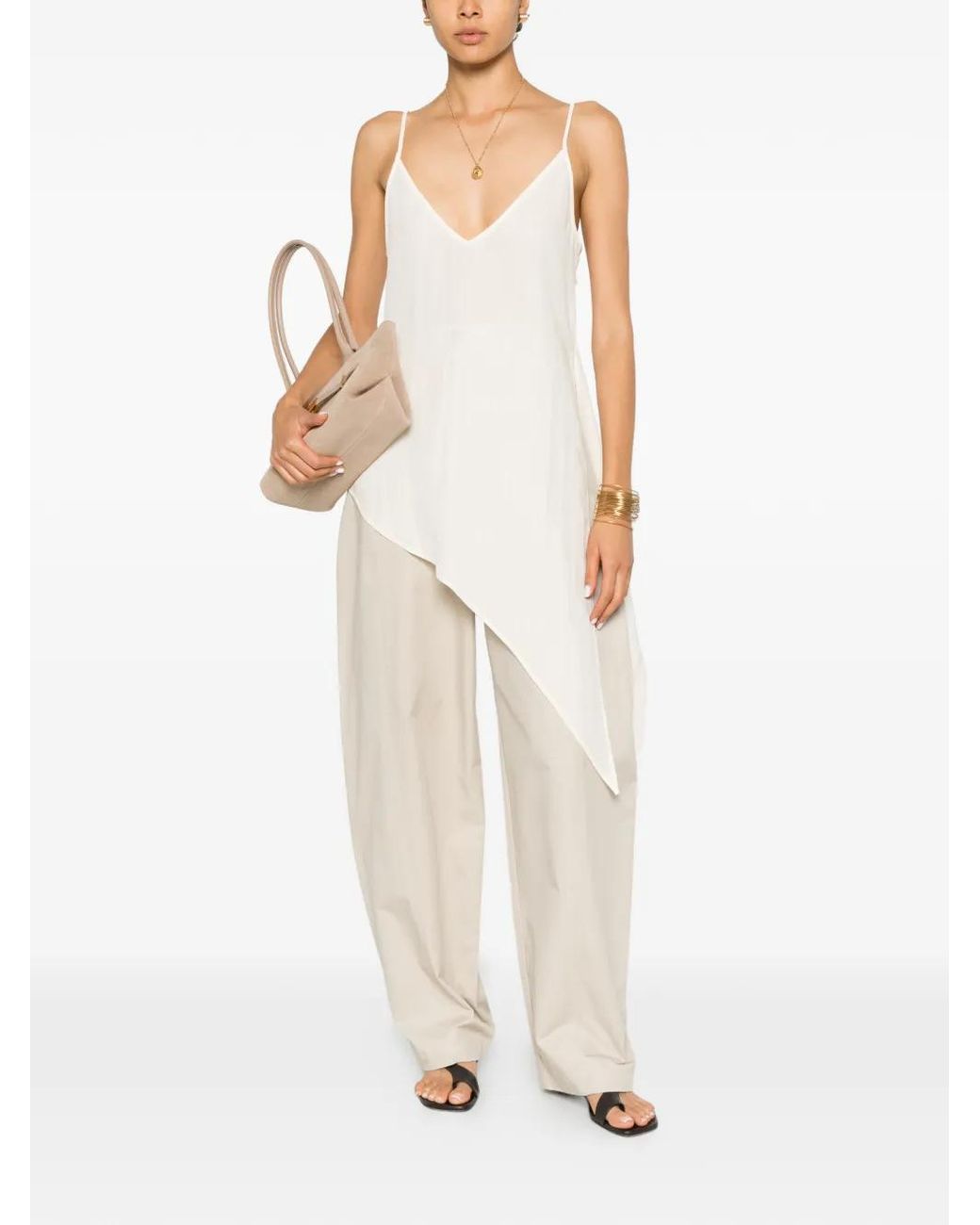 Covert White Belt-Loop Trousers