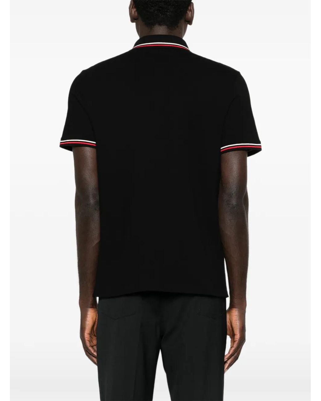 Valentino Garavani Black Cotton Piqué Polo Shirt With Vlogo Patch for men