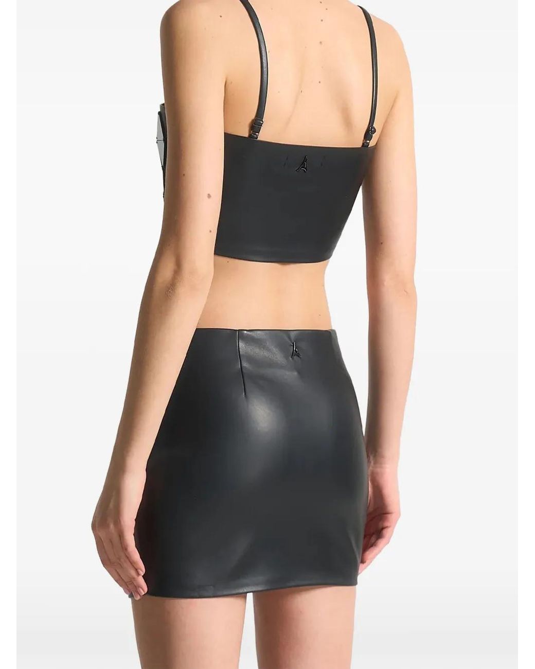 Manière De Voir Black Leather Mirrored Bandeau Top