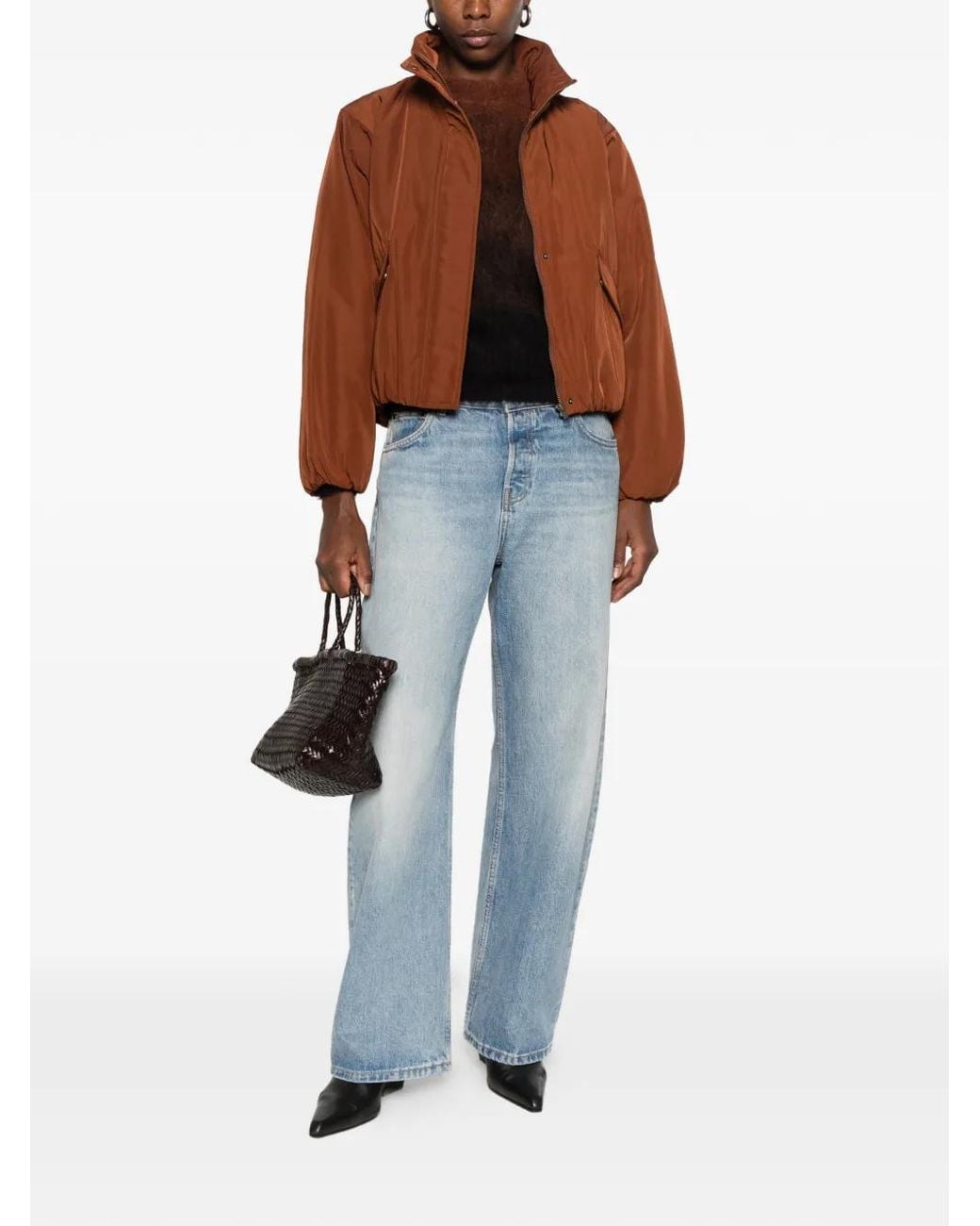 Drykorn Blue Cadley Funnel-Neck Elasticated-Hem Jacket