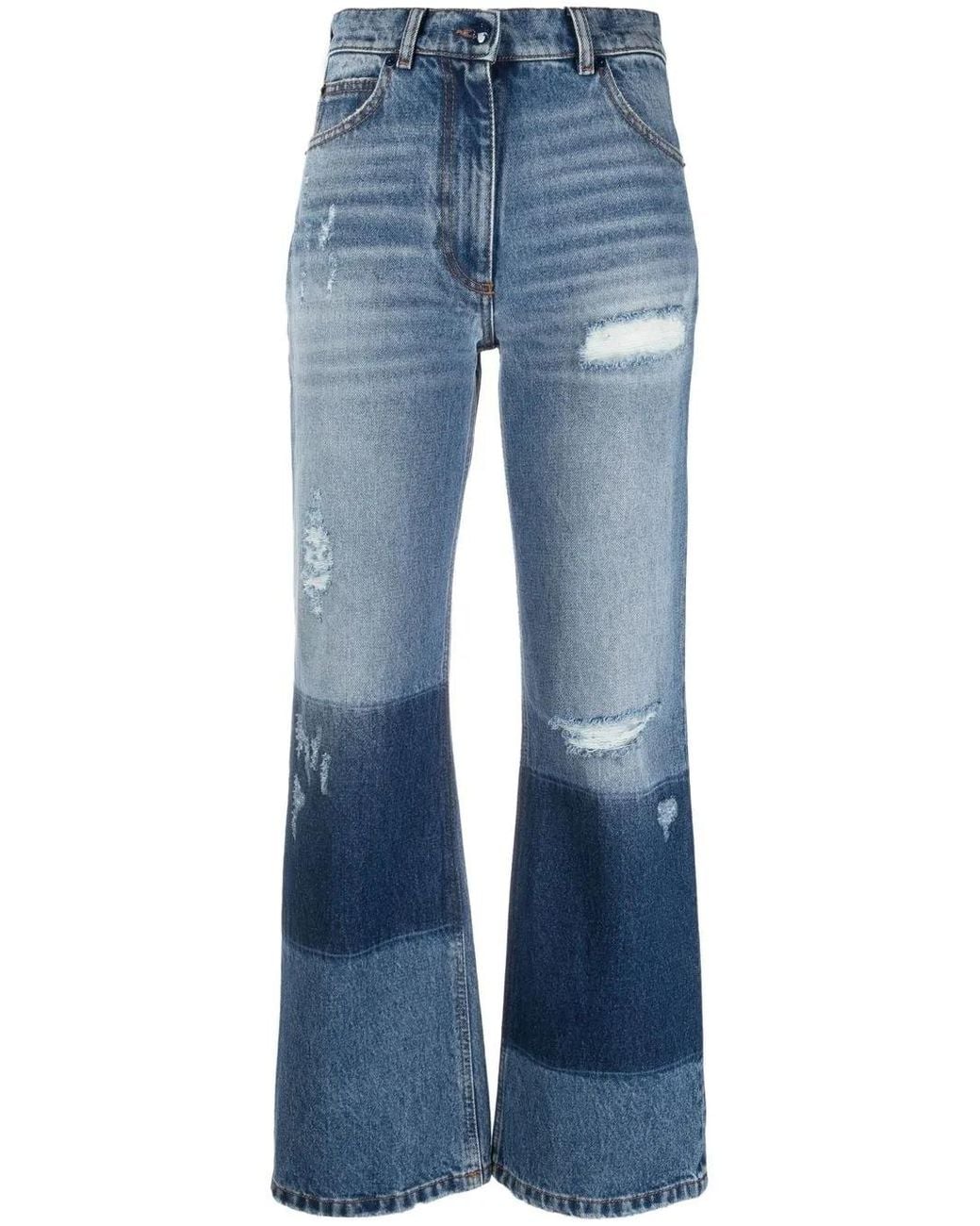 Palm Angels Blue X Moncler Distressed Straight-Leg Jeans