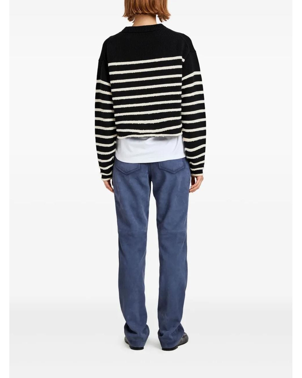Proenza Schouler Black Striped Cropped Sweater