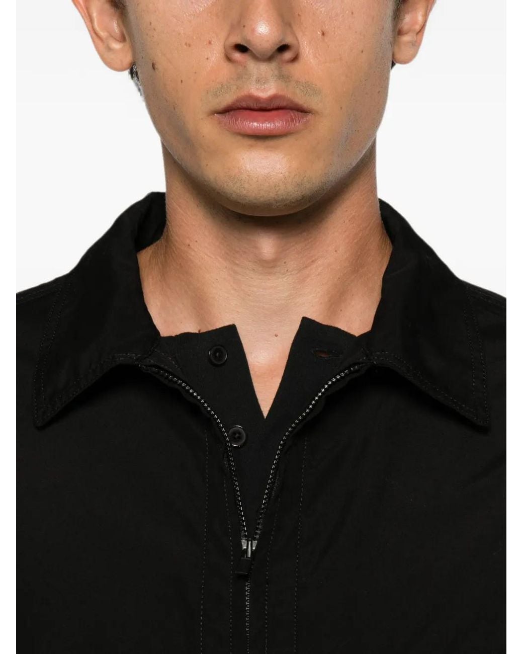 Yohji Yamamoto Black Zip-Fastening Flap-Pocket Shirt for men