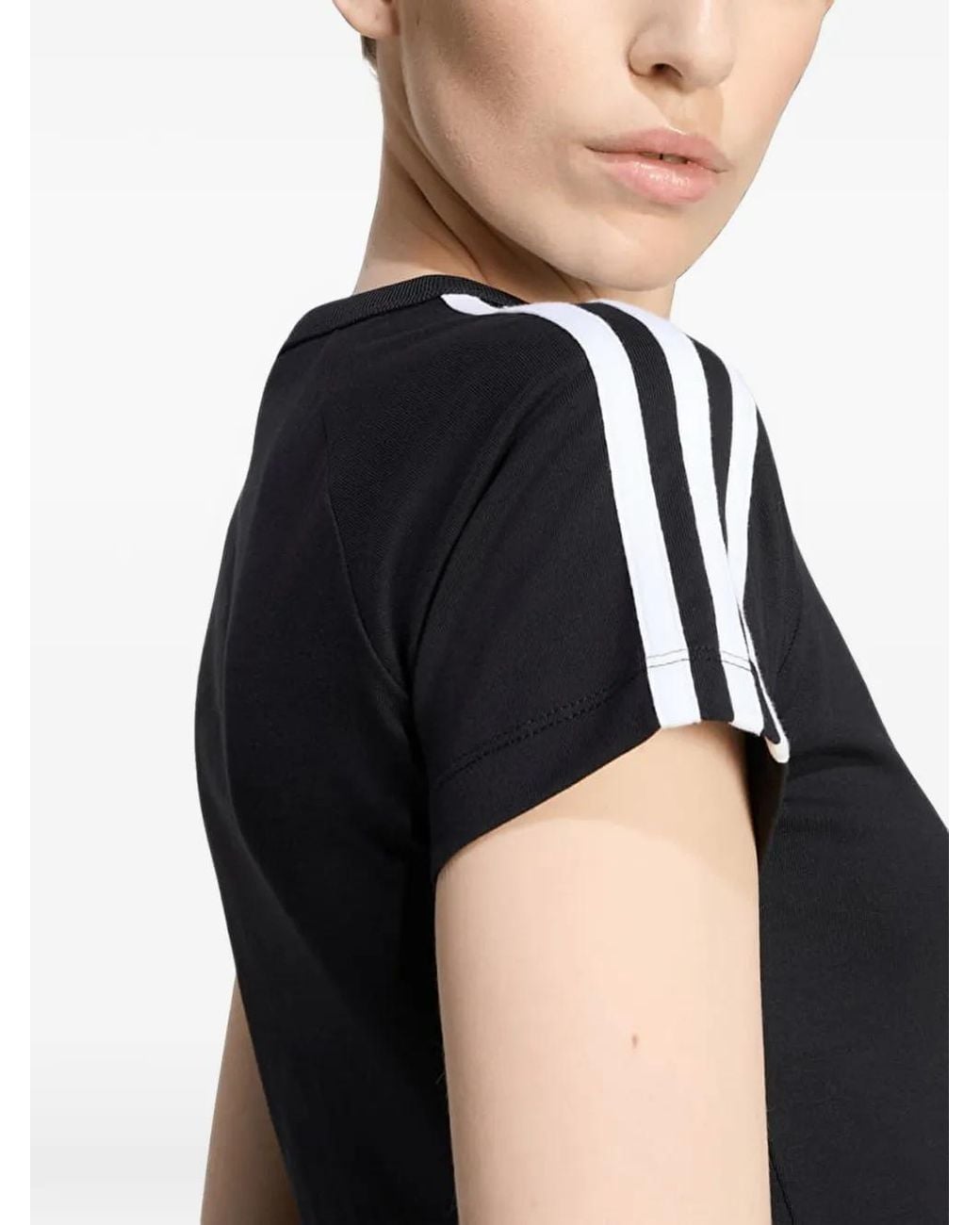 Adidas Black Side-Stripe Trefoil-Logo T-Shirt