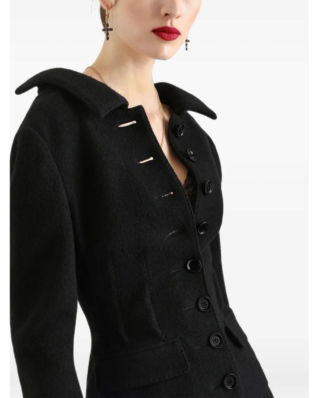 Dolce & Gabbana Black Single-Breasted Wool Cloth Jacket