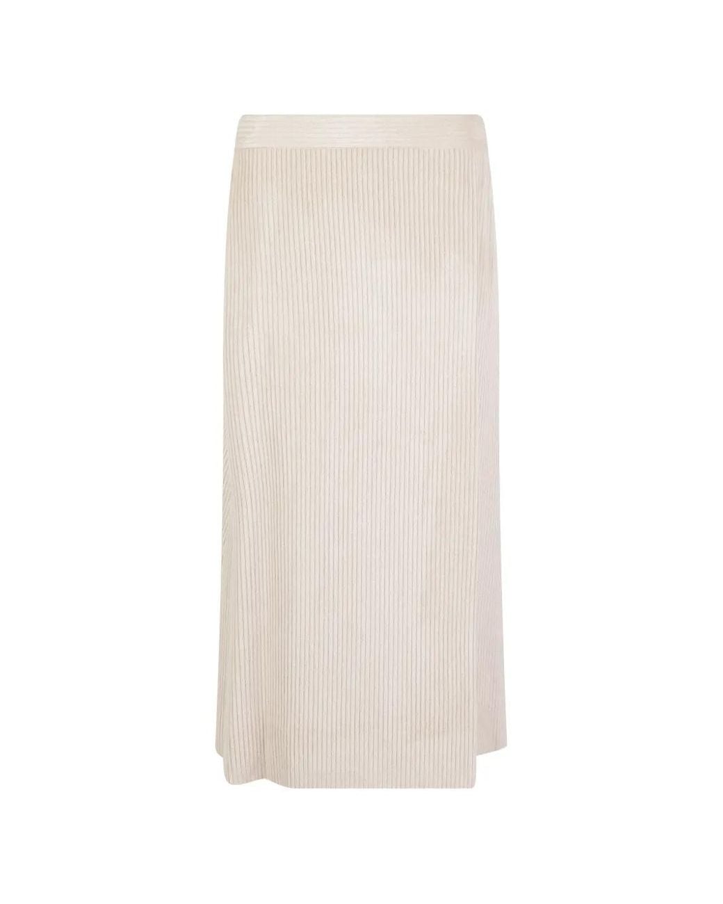 Peserico White Ribbed-Knit Skirt