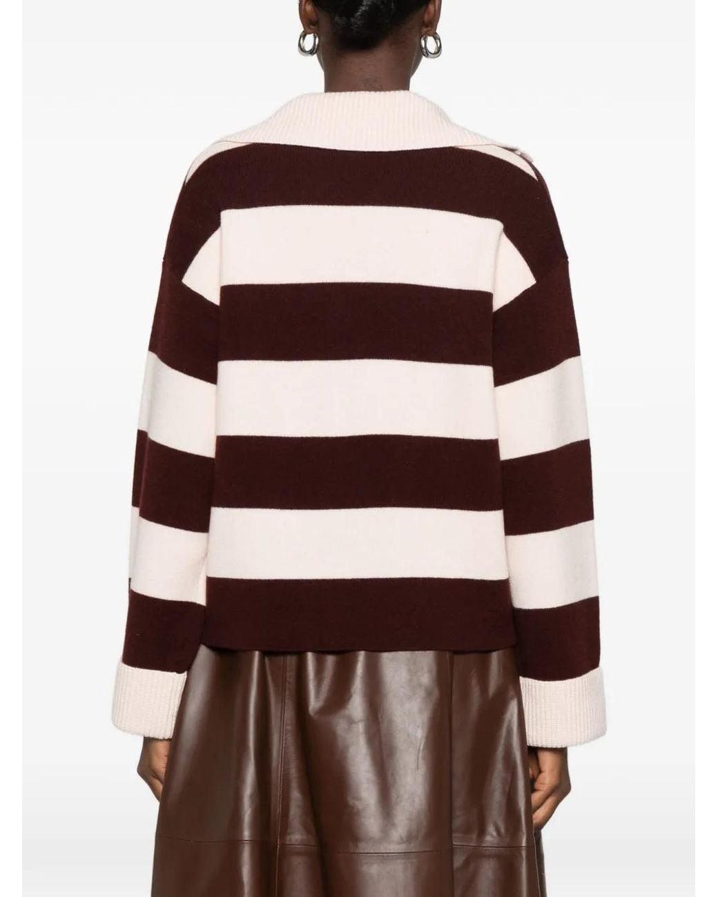 Forte_forte Multicolor Striped Polo-Collar Sweater