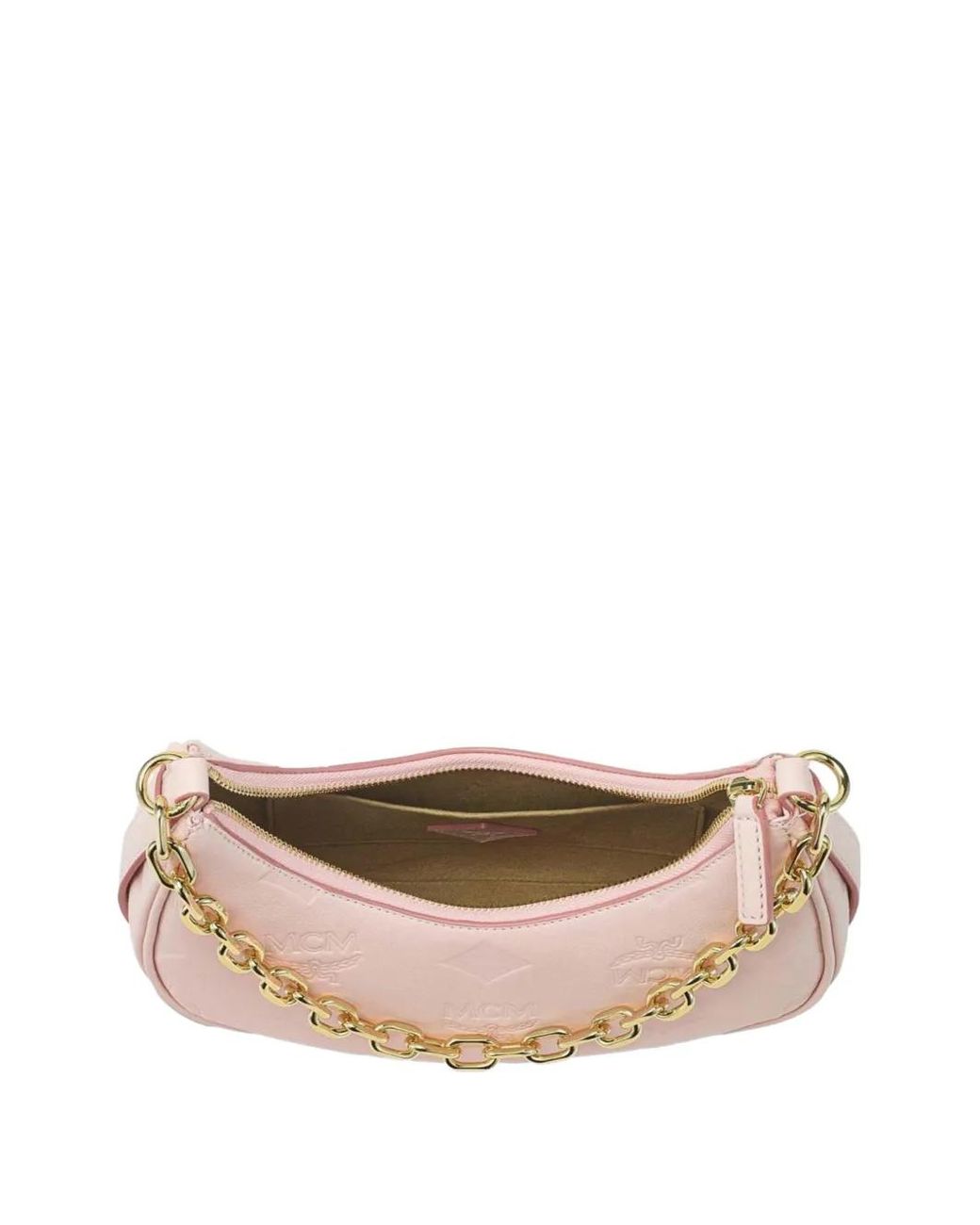MCM Pink Aren Crescent Bag