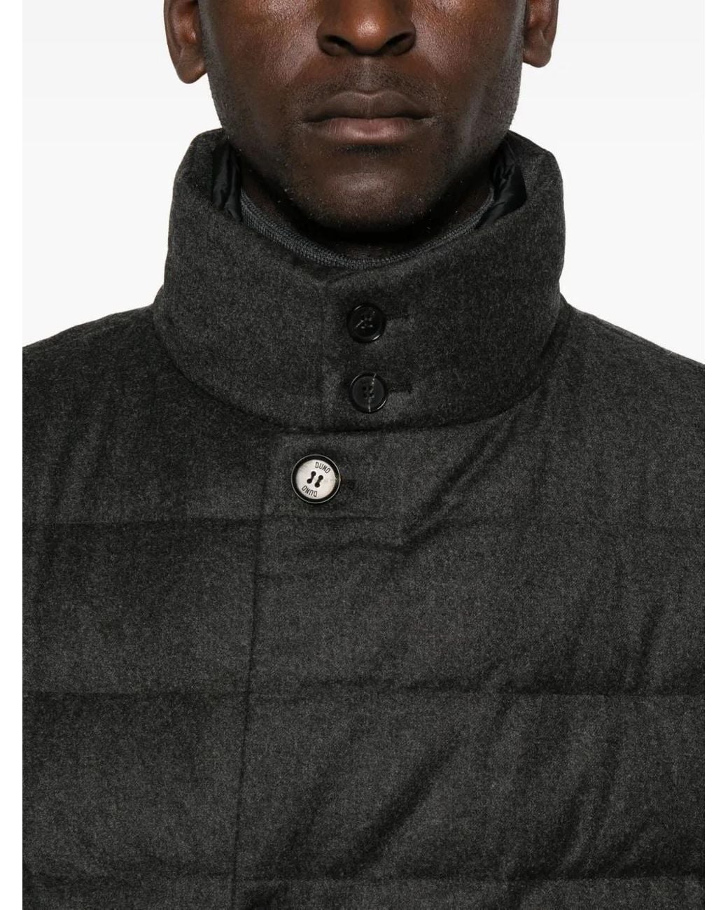 DUNO Black Button-Down Padded Jacket for men
