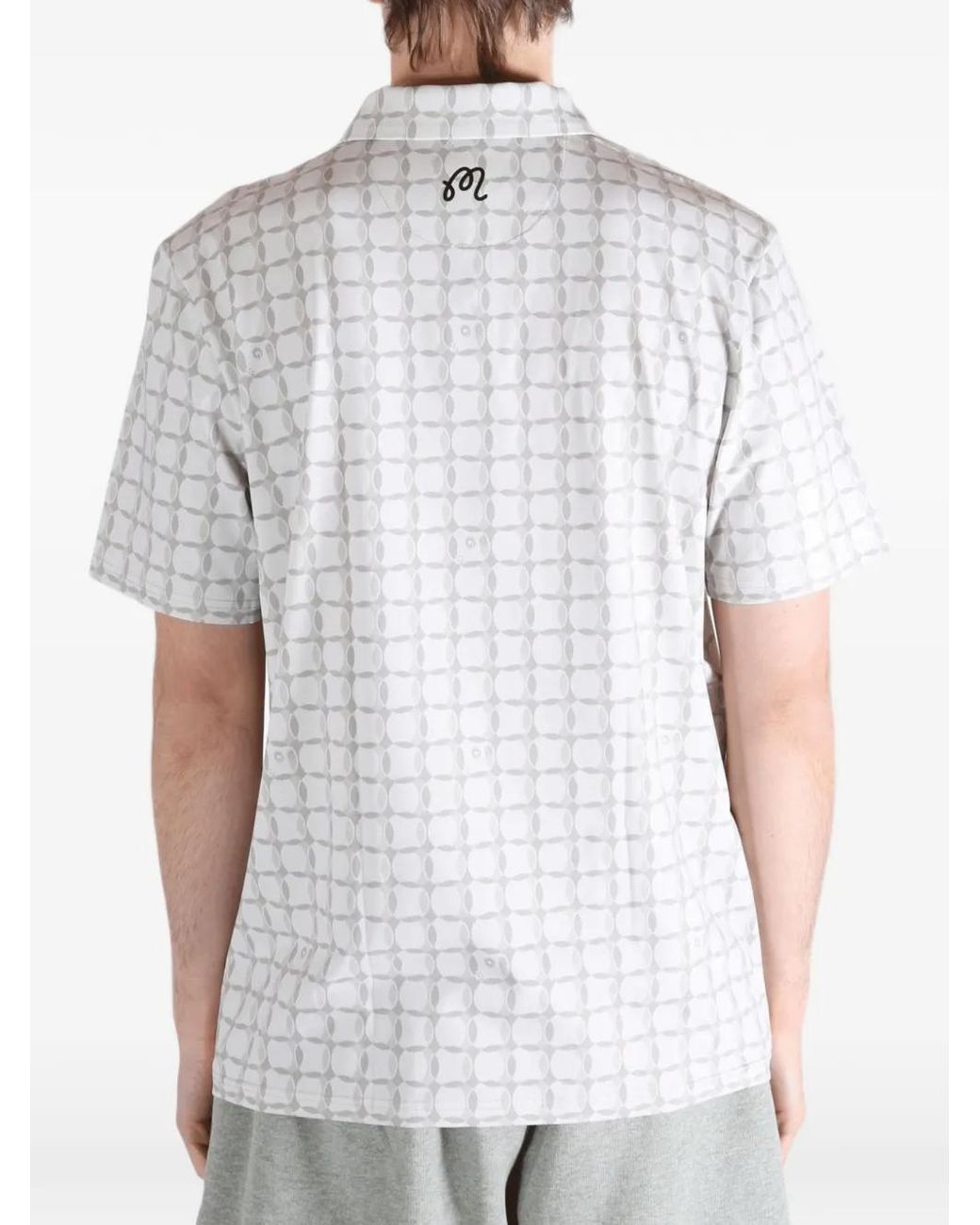 Malbon Golf White Evergreen Performance Pique Geometric-Print Polo Shirt for men