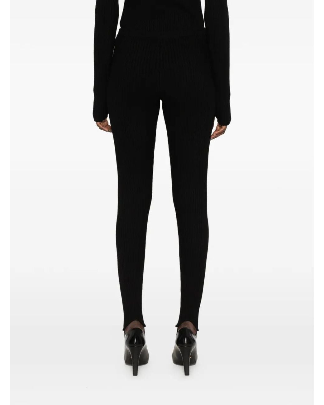 Frankie Shop Black Piuma Ribbed-Knit Leggings