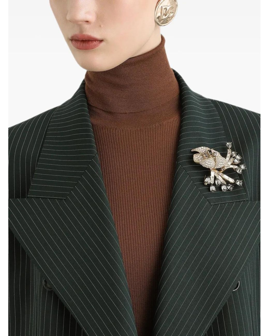 Dolce & Gabbana Black Veste Linda À Simple Boutonnage En Laine À Fines Rayures