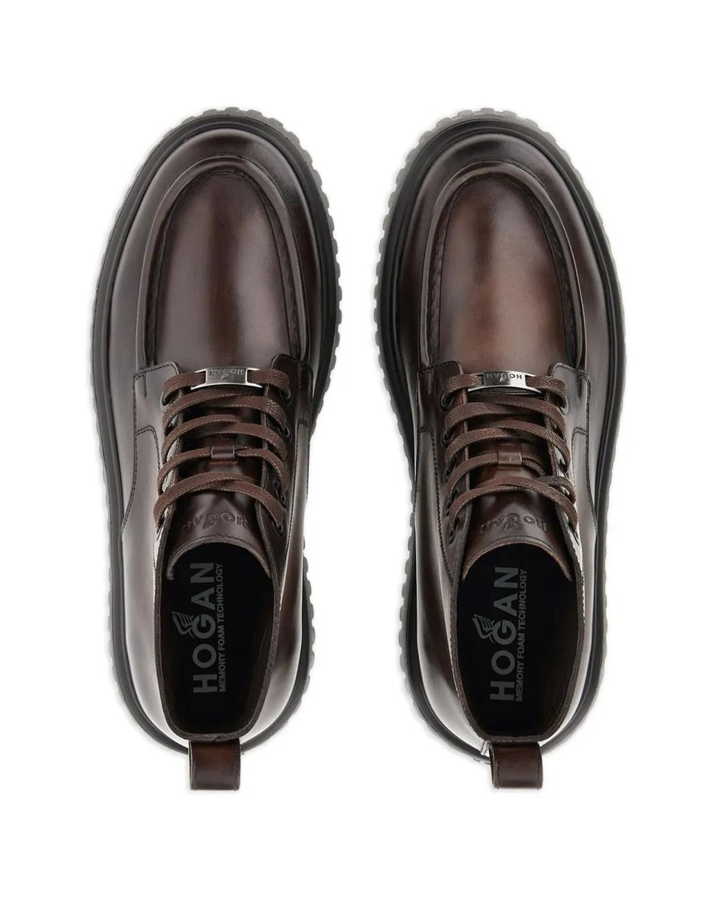 Hogan H-stripe Lace-up Leather Boots in Black for Men | Lyst