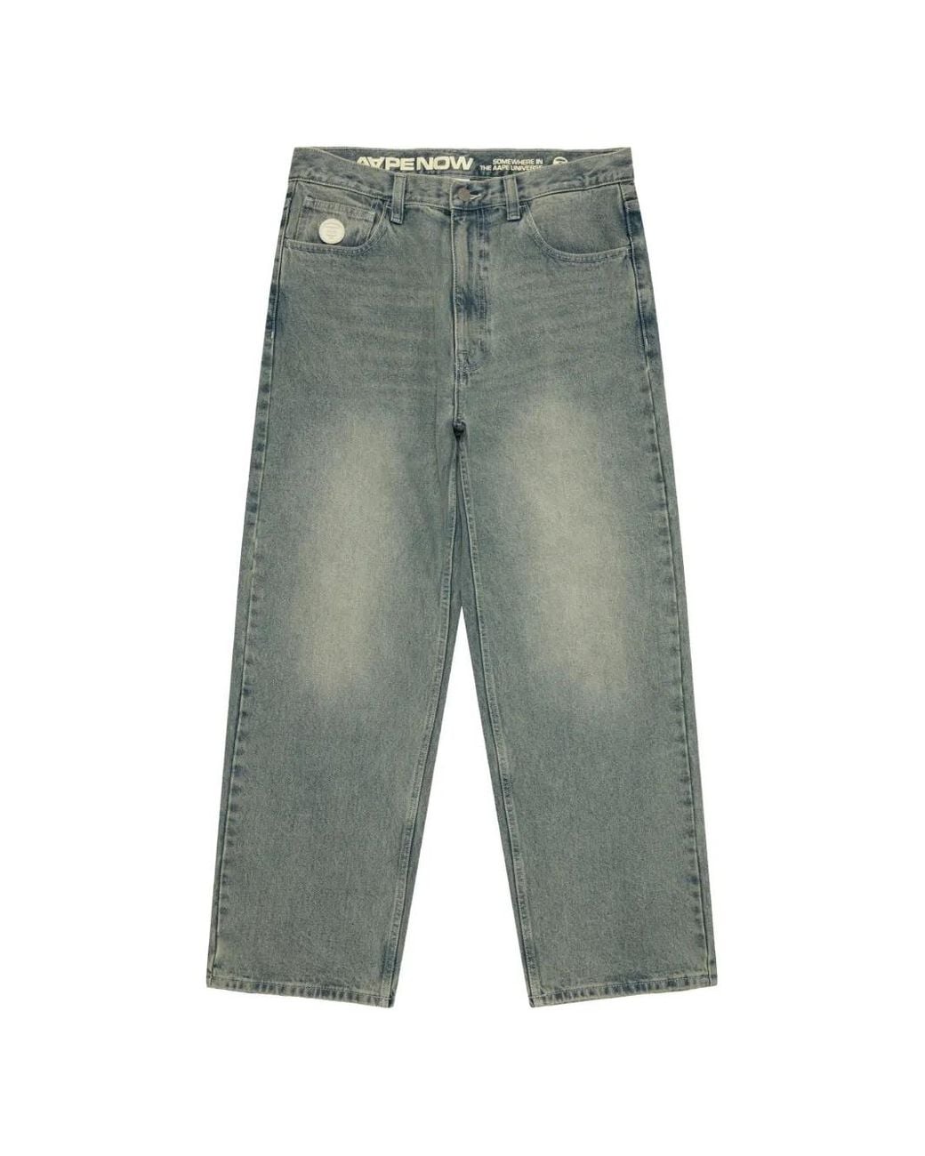 Aape By A Bathing Ape Gray Logo-Embroidered Straight-Leg Jeans for men
