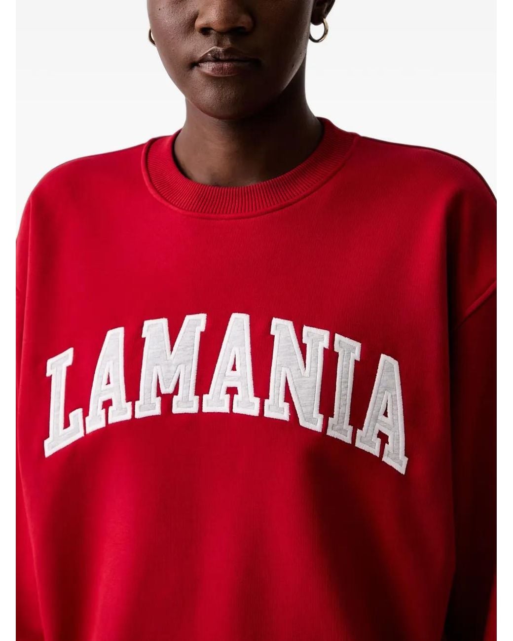 La Mania Red Ruffie Logo-Patch Sweatshirt